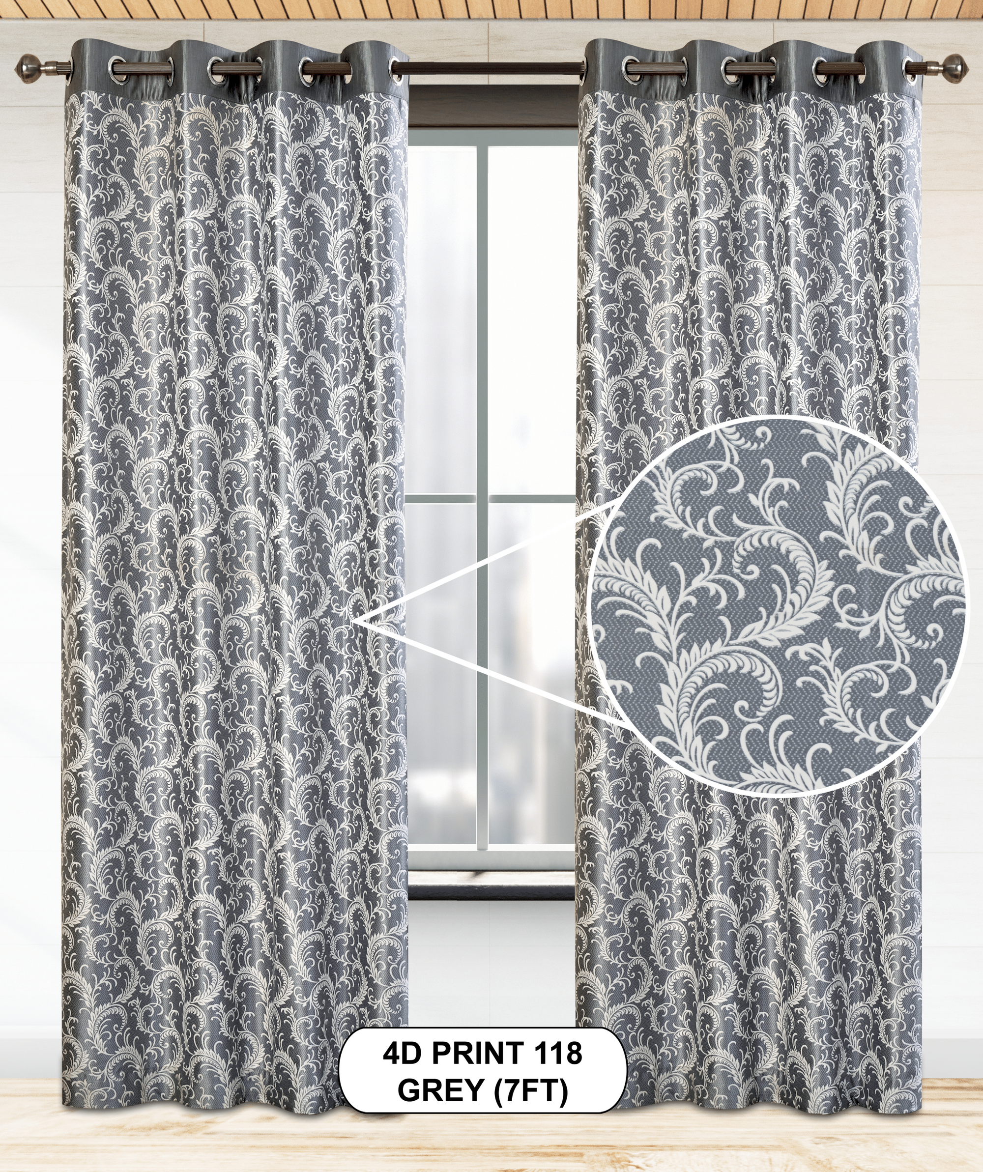 4D Print 118 Curtains | Luxurious Light-Filtering Elegance