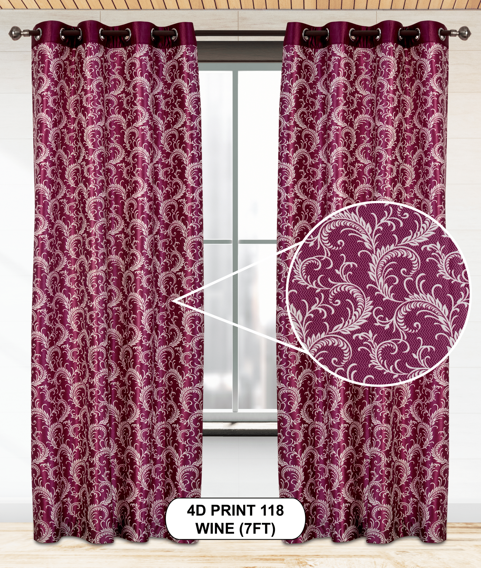 4D Print 118 Curtains | Luxurious Light-Filtering Elegance