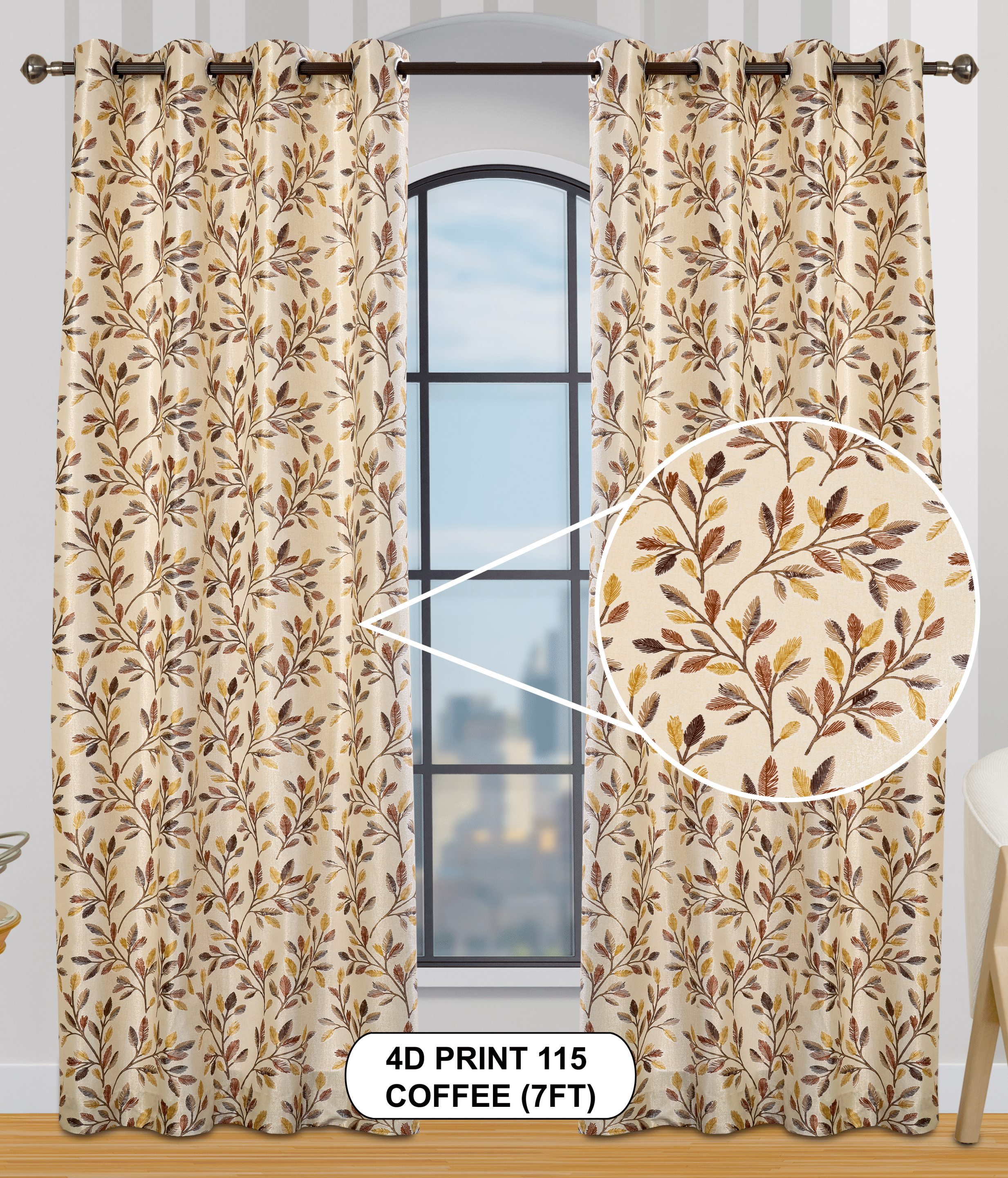 4D Print 115 Curtains | Luxurious Light-Filtering Elegance