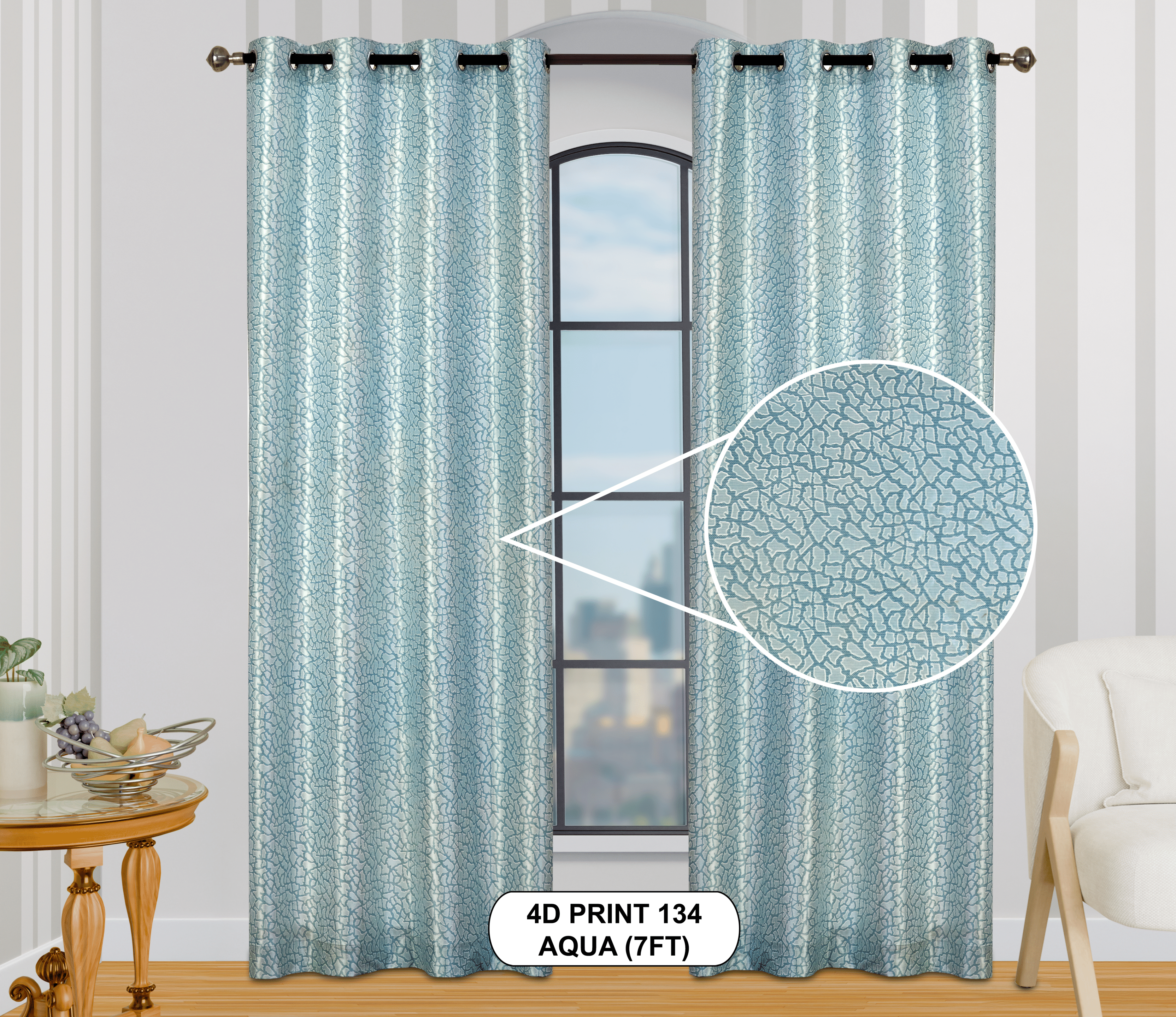 4D Print 134 Curtains | Luxurious Light-Filtering Elegance