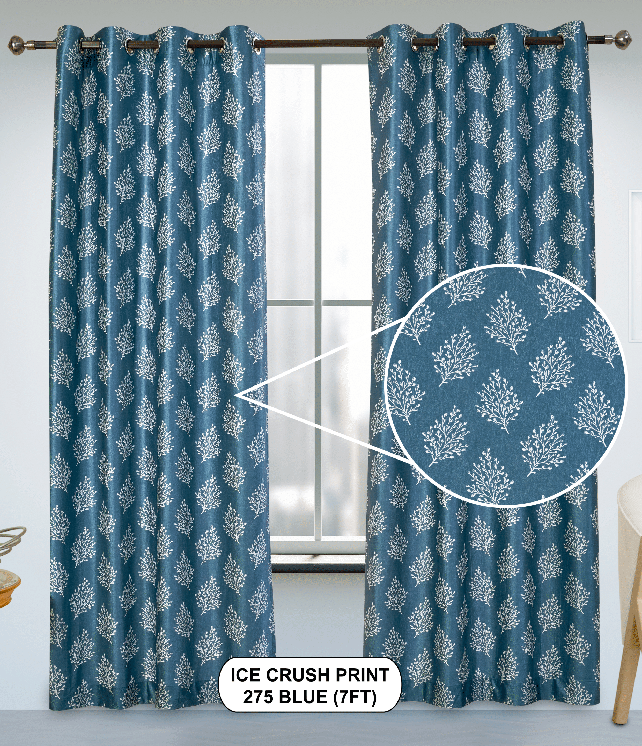 Ice Crush Print 275 Curtains | Light-Filtering Warp Knitted Elegance