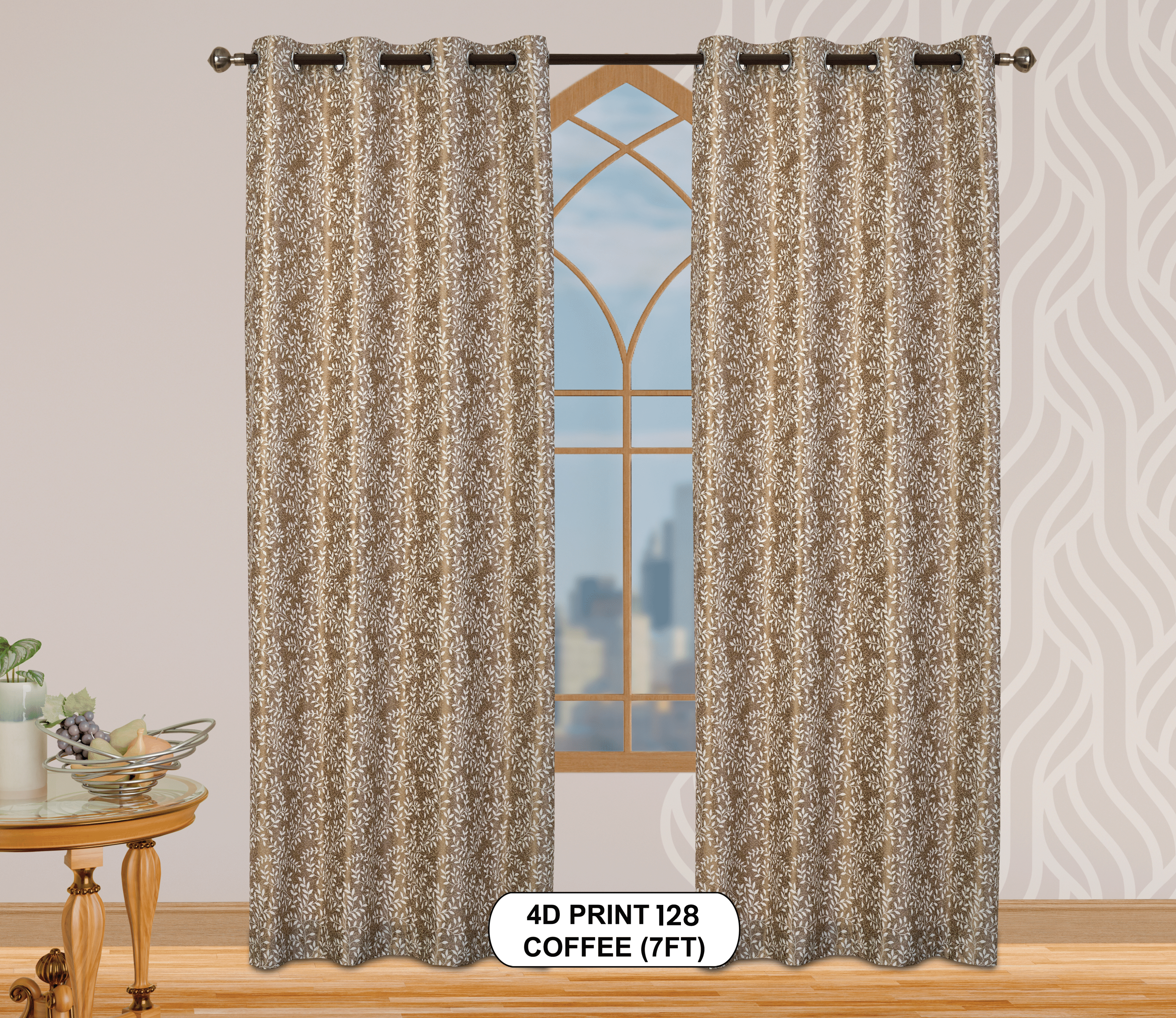 4D Print 128 Curtains | Luxurious Light-Filtering Elegance