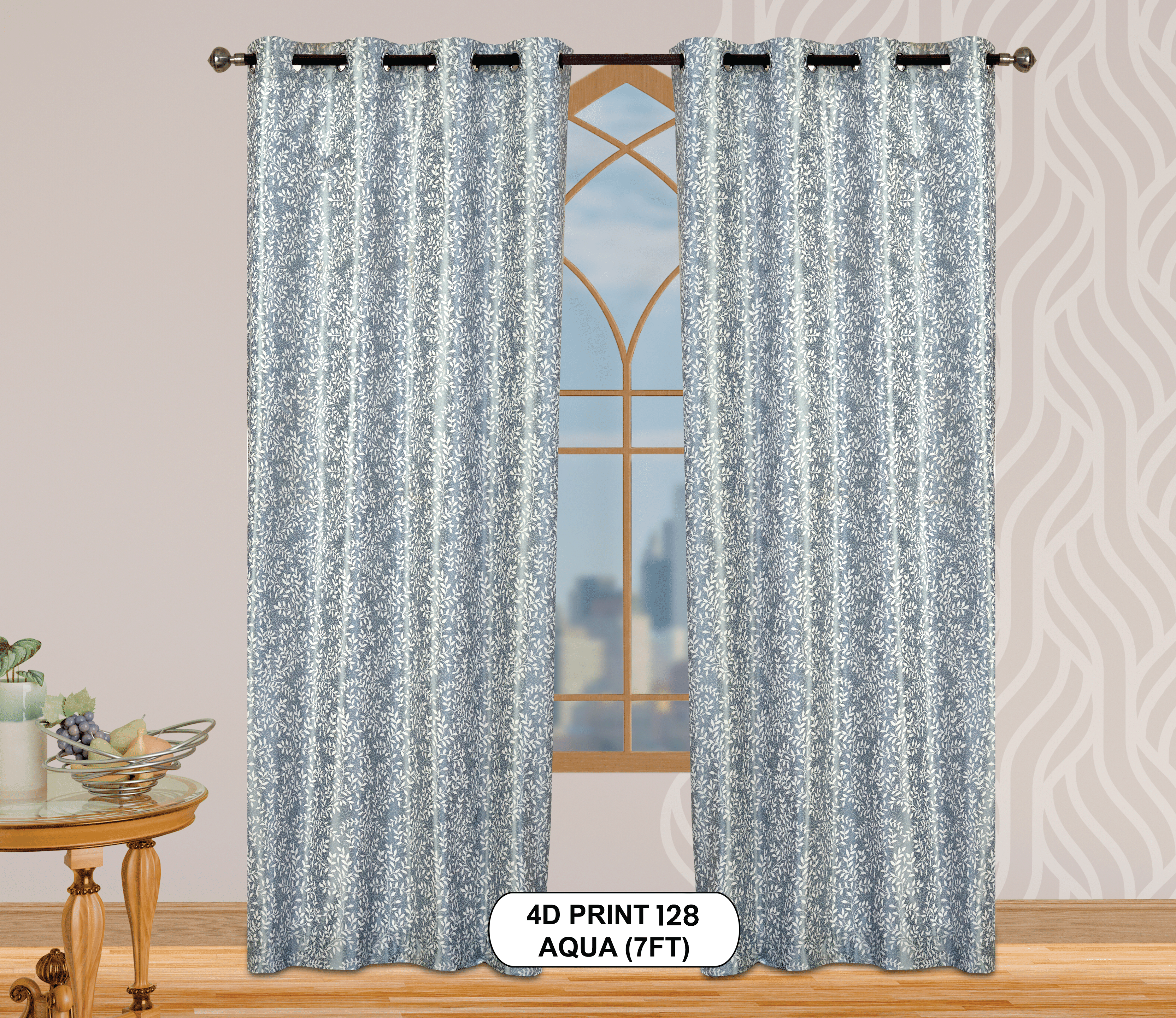 4D Print 128 Curtains | Luxurious Light-Filtering Elegance