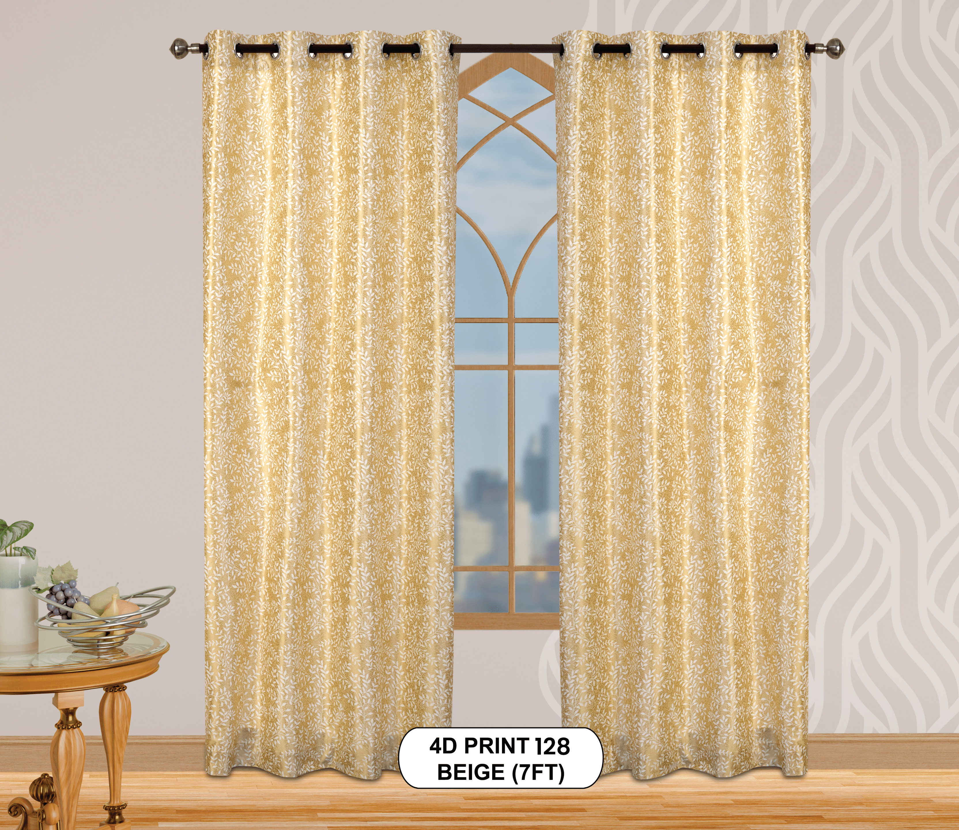 4D Print 128 Curtains | Luxurious Light-Filtering Elegance