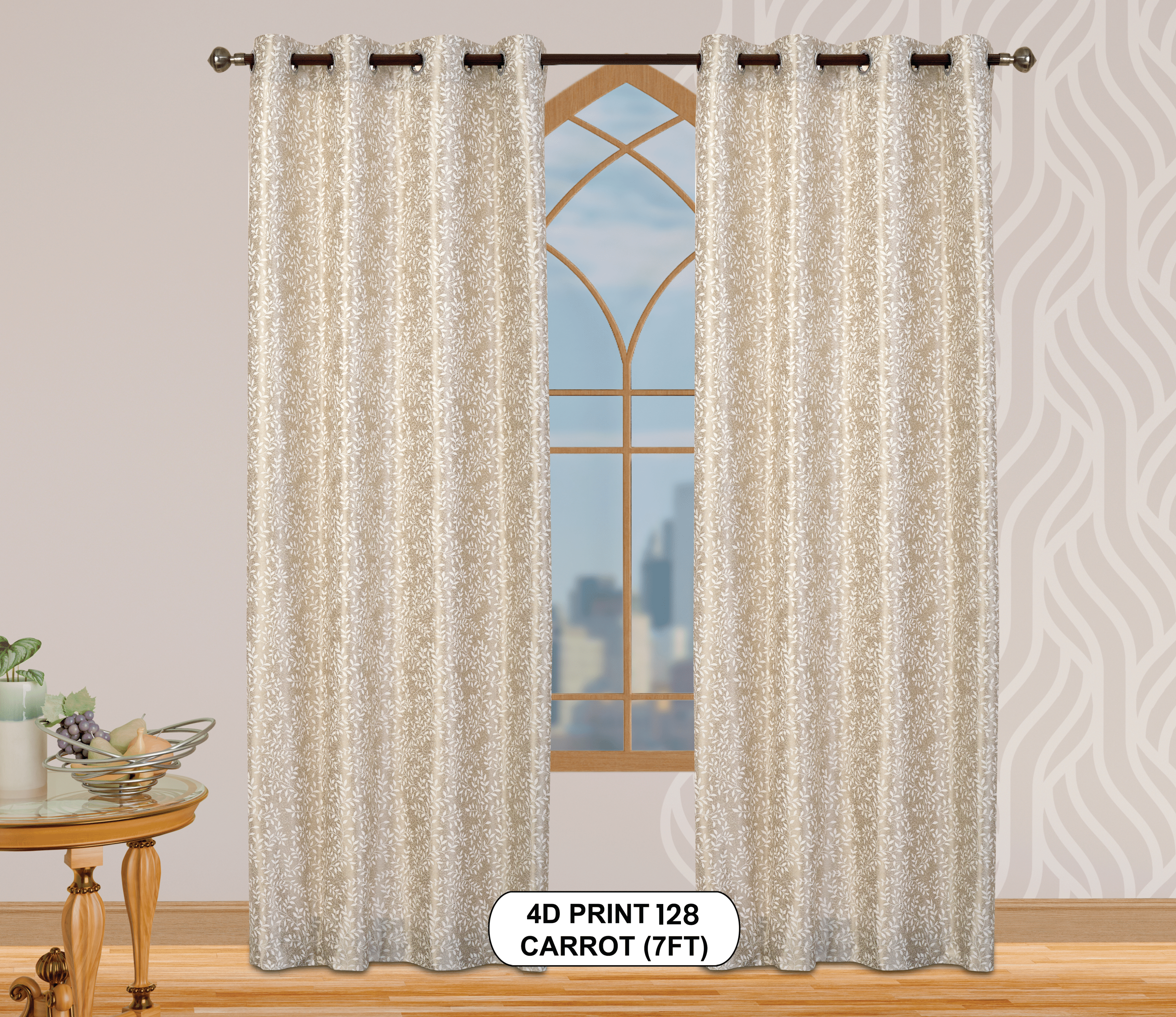 4D Print 128 Curtains | Luxurious Light-Filtering Elegance