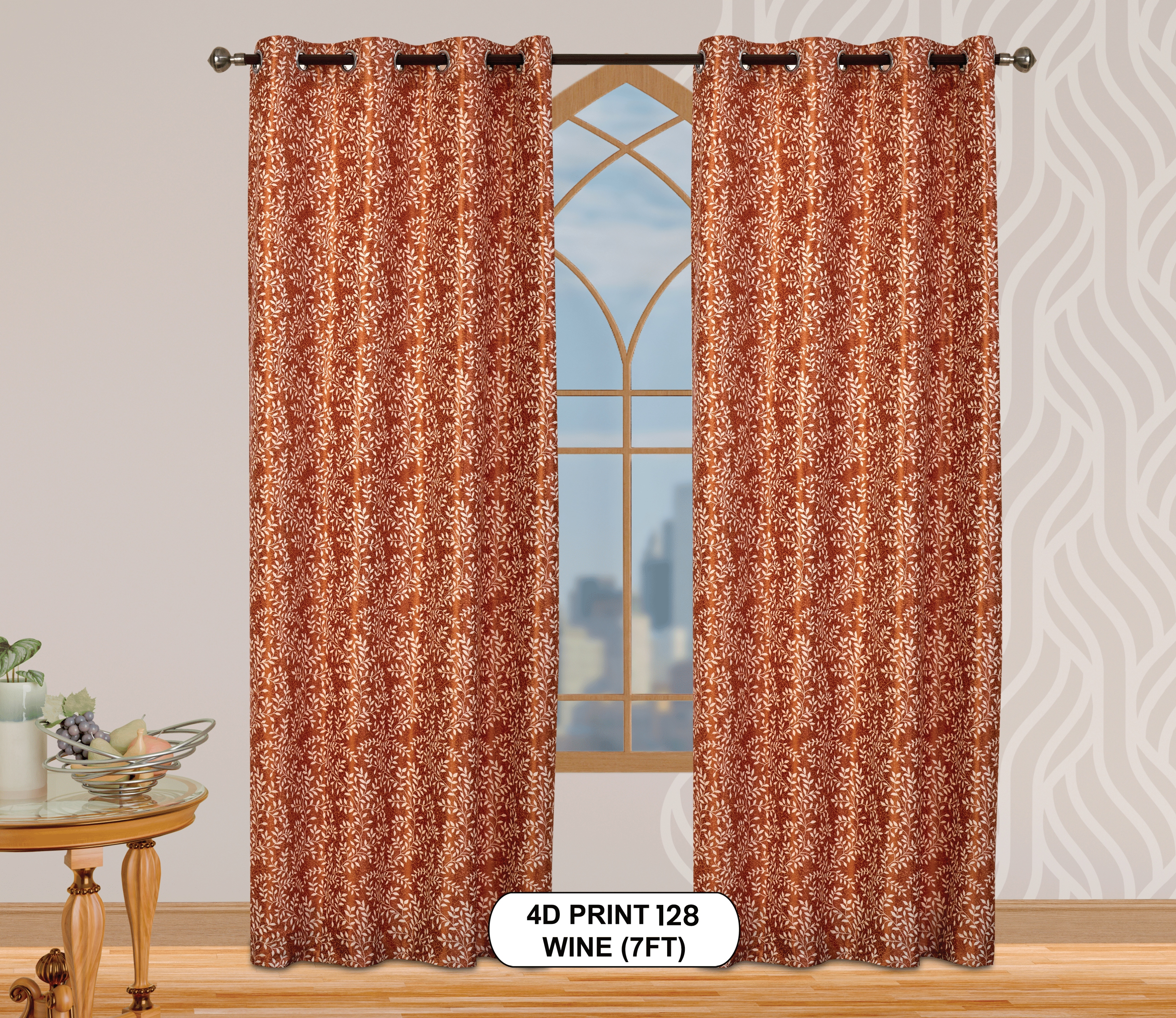 4D Print 128 Curtains | Luxurious Light-Filtering Elegance