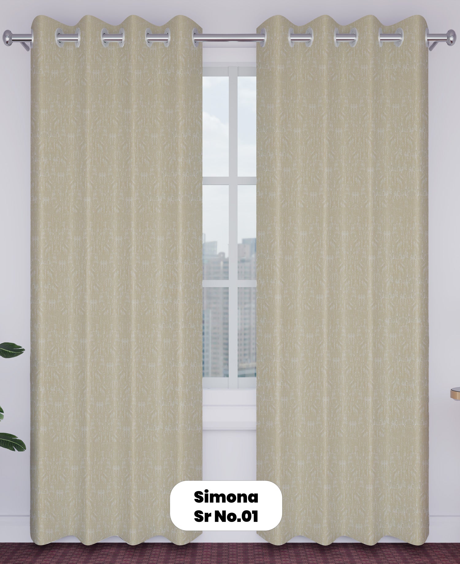 Simona Curtain , Sr.No.01 ,02,03,04-Sheer curtain Fabric| L-Beige curtains| 100% Polyester