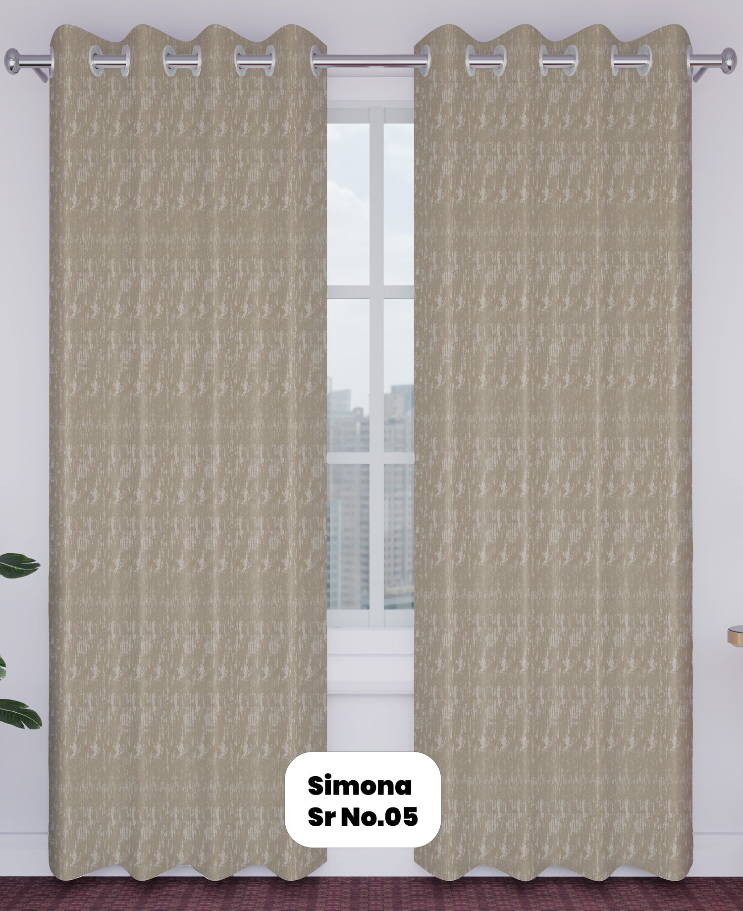Simona Curtains | Sr.No.05 ,06,07,08-Sheer curtain Fabric| L-Brown curtains| 100% Polyester